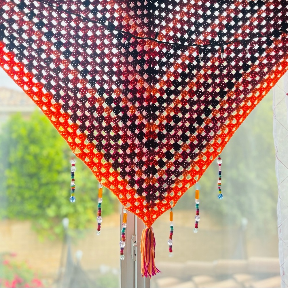 Colorful Crochet Triangle Scarf